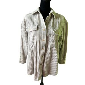 Route 66 Vintage 90s Ribbed Flannel Button Down Shirt Shacket Medium Cotton